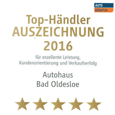 Bild vergrößern: Top-Händler Auszeichnung 2016 für Autohaus Bad Oldesloe von Autoscout24